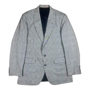 Corbin Ltd Bates Bros Mens Plaid Blazer Sport Coat 44R Gray‎ Blue
